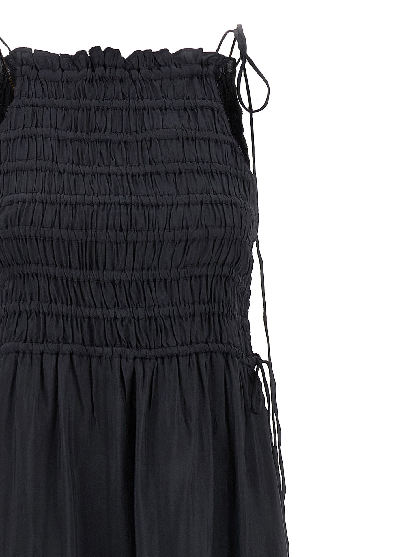 Ganni Graues Viskose-Langarmkleid