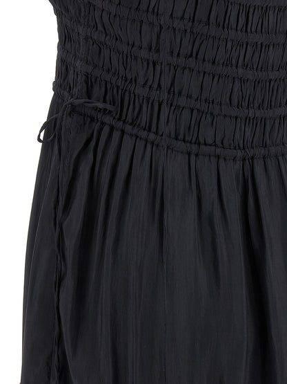 Ganni Graues Viskose-Langarmkleid