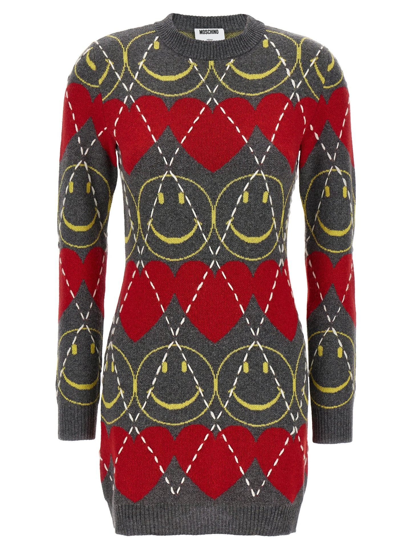 Moschino Kurzes Kleid aus mehrfarbiger Wolle