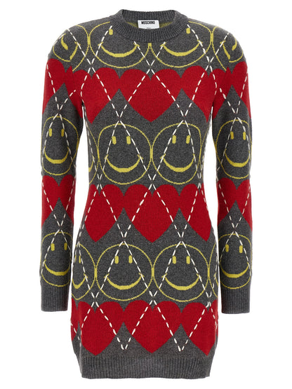 Moschino Kurzes Kleid aus mehrfarbiger Wolle