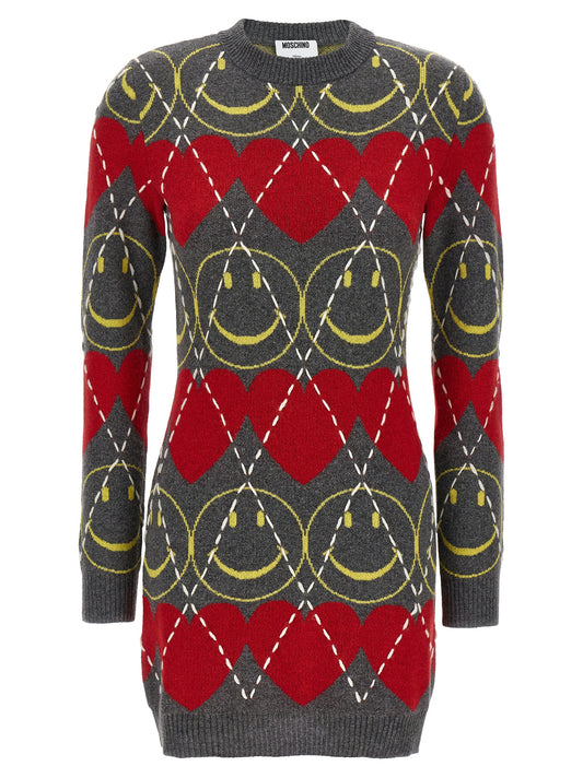 Moschino Kurzes Kleid aus mehrfarbiger Wolle