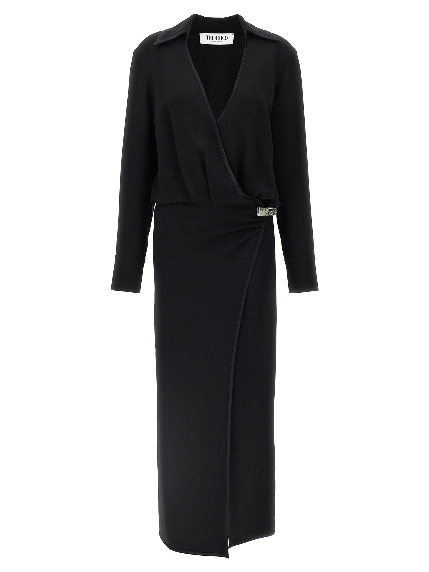The Attico Schwarzes Midi-Kleid aus Maraboufeder