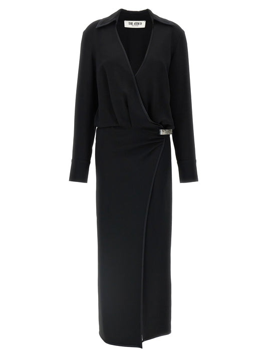 The Attico Schwarzes Midi-Kleid aus Maraboufeder