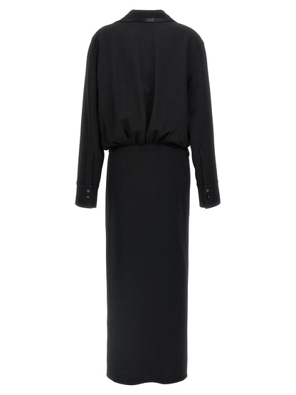The Attico Schwarzes Midi-Kleid aus Maraboufeder
