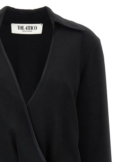The Attico Schwarzes Midi-Kleid aus Maraboufeder