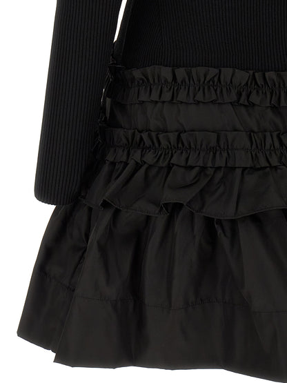Ganni Schwarzes Viskose-Kurzkleid