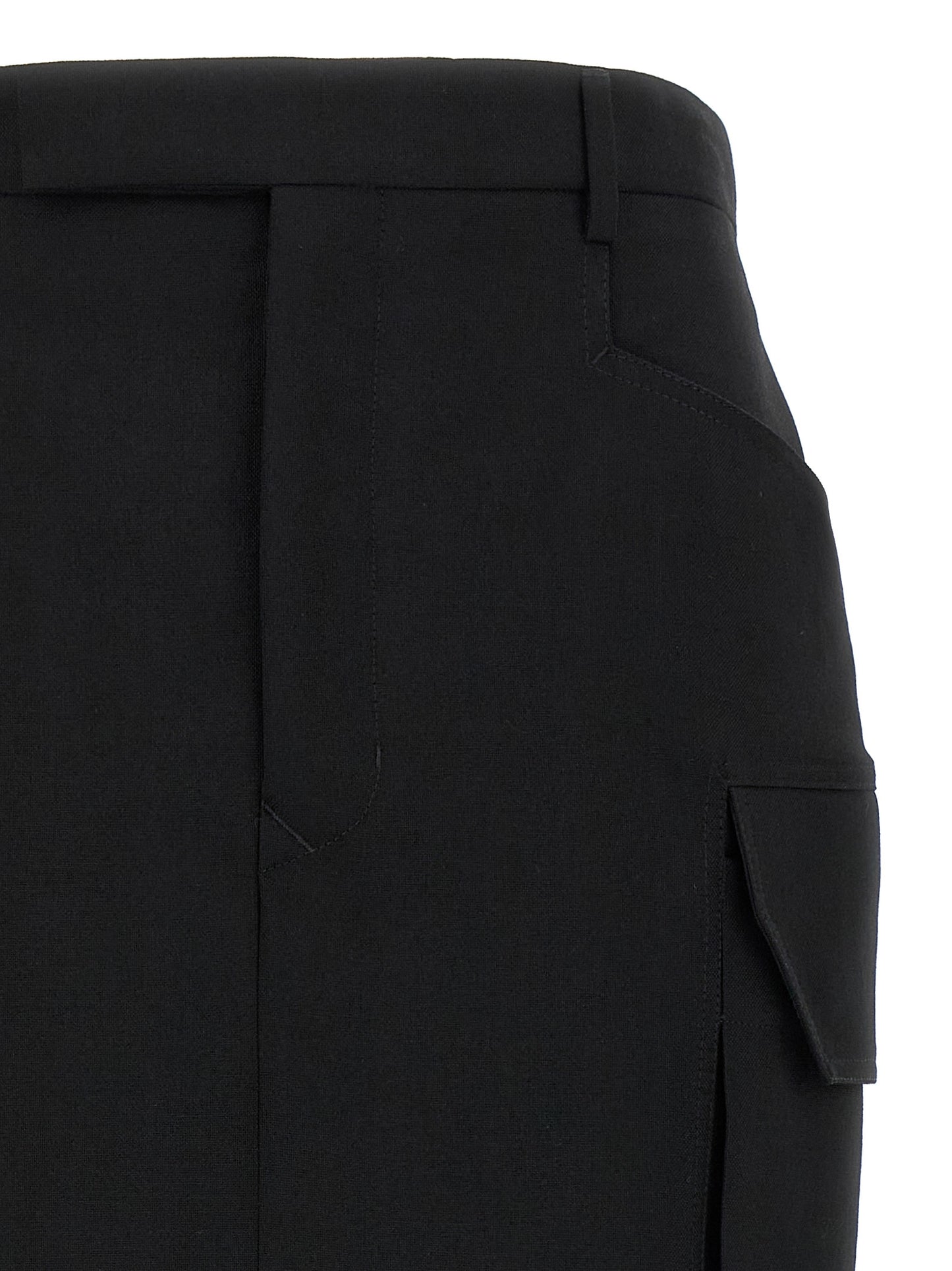 Rick Owens Schwarzer Wollrock in Midi-Länge