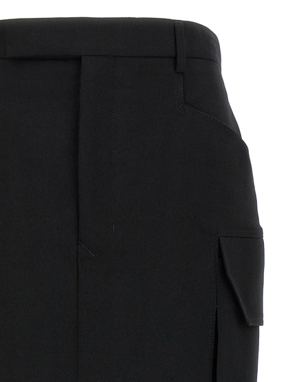 Rick Owens Schwarzer Wollrock in Midi-Länge