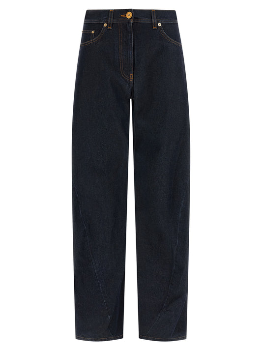 Versace Blaue High-Waist Jeans aus Baumwolle