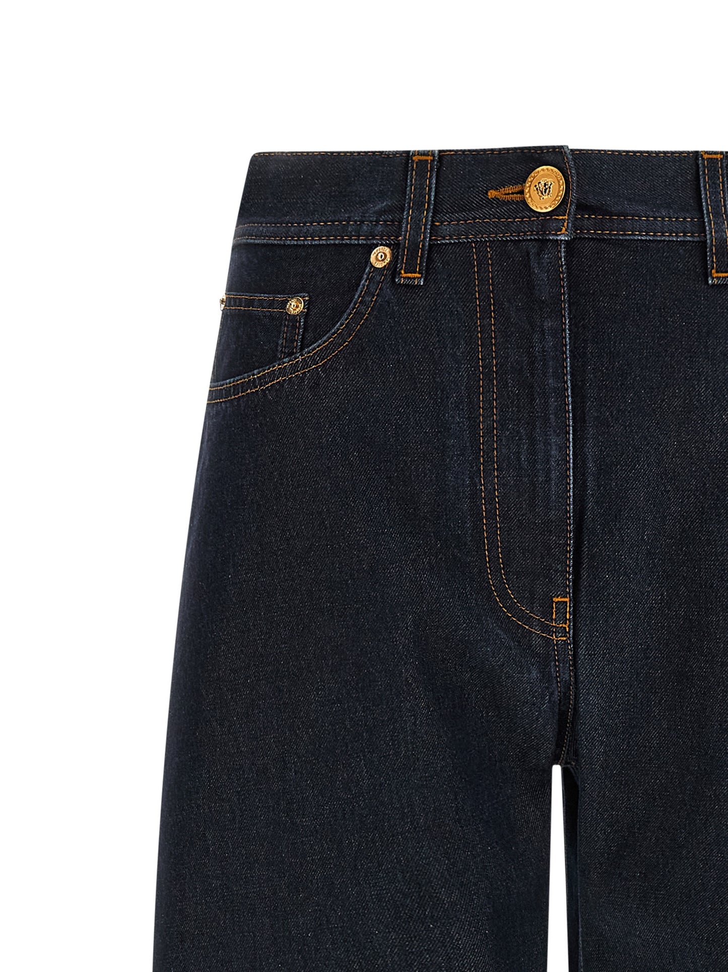 Versace Blaue High-Waist Jeans aus Baumwolle