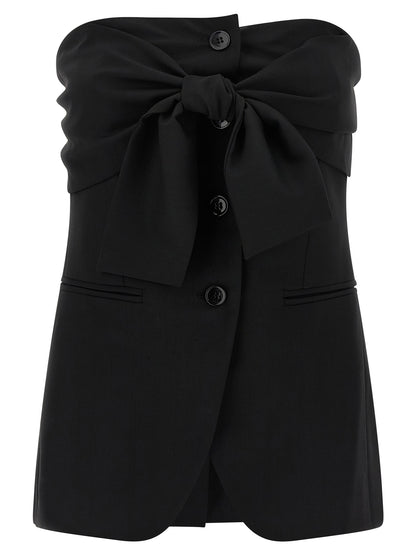 Max Mara Schwarze Tanktops aus reiner Schurwolle
