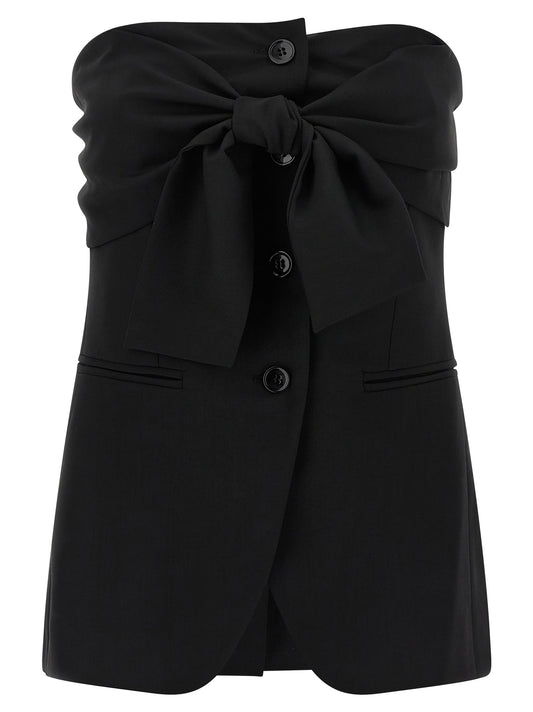 Max Mara Schwarze Tanktops aus reiner Schurwolle