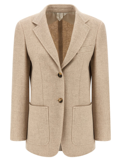 Max Mara Beige Alpaka Leder Blazer