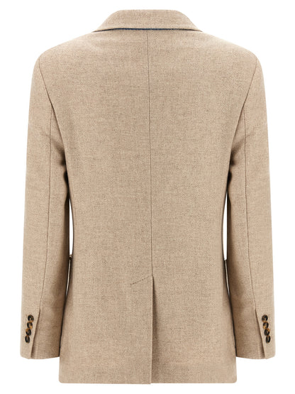 Max Mara Beige Alpaka Leder Blazer