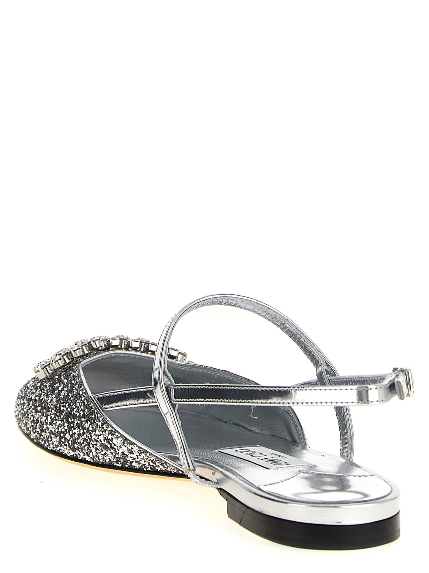 Jimmy Choo Silberne Tencel Ballerinas