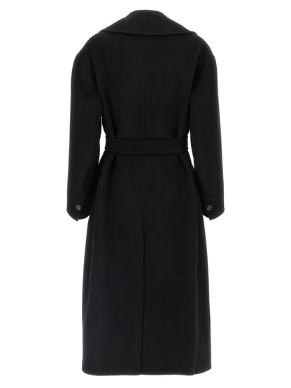 'S Max Mara Schwarzer Wollmantel aus reiner Schurwolle