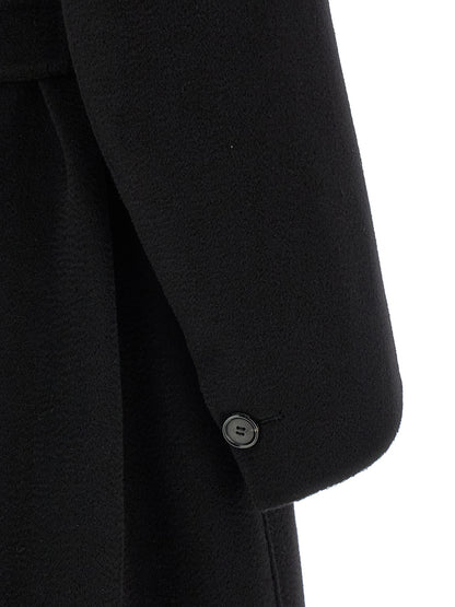 'S Max Mara Schwarzer Wollmantel aus reiner Schurwolle