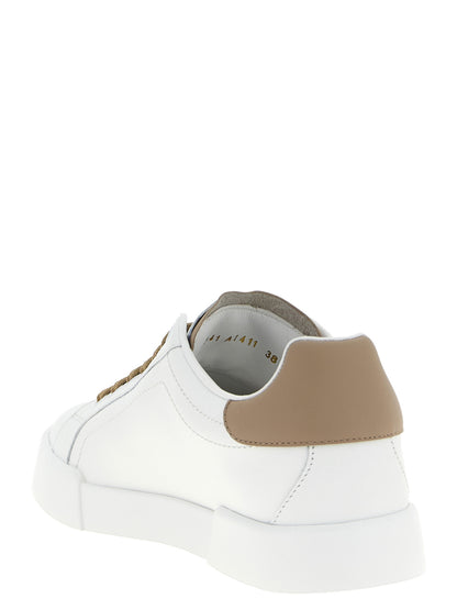 Dolce & Gabbana Beige Kalbsleder-Sneakers