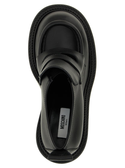 Moschino Schwarze Leder Plateaulofers