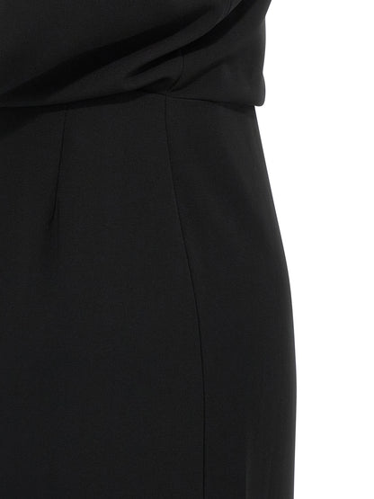 Max Mara Langes Schwarzes Kleid aus Triacetat