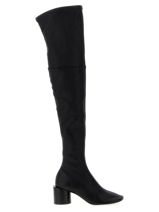 Jil Sander Schwarze Leder Overknee-Stiefel