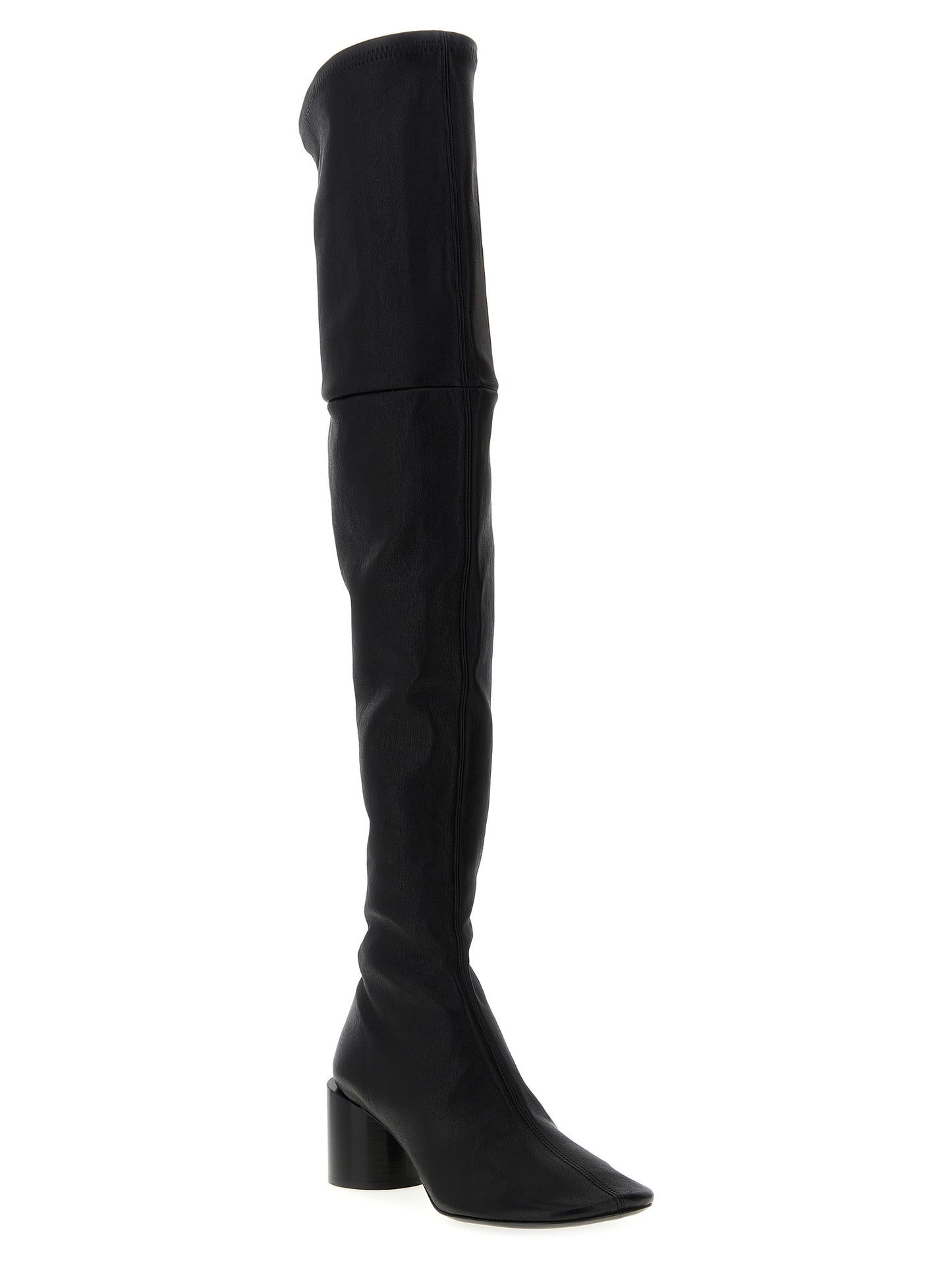 Jil Sander Schwarze Leder Overknee-Stiefel