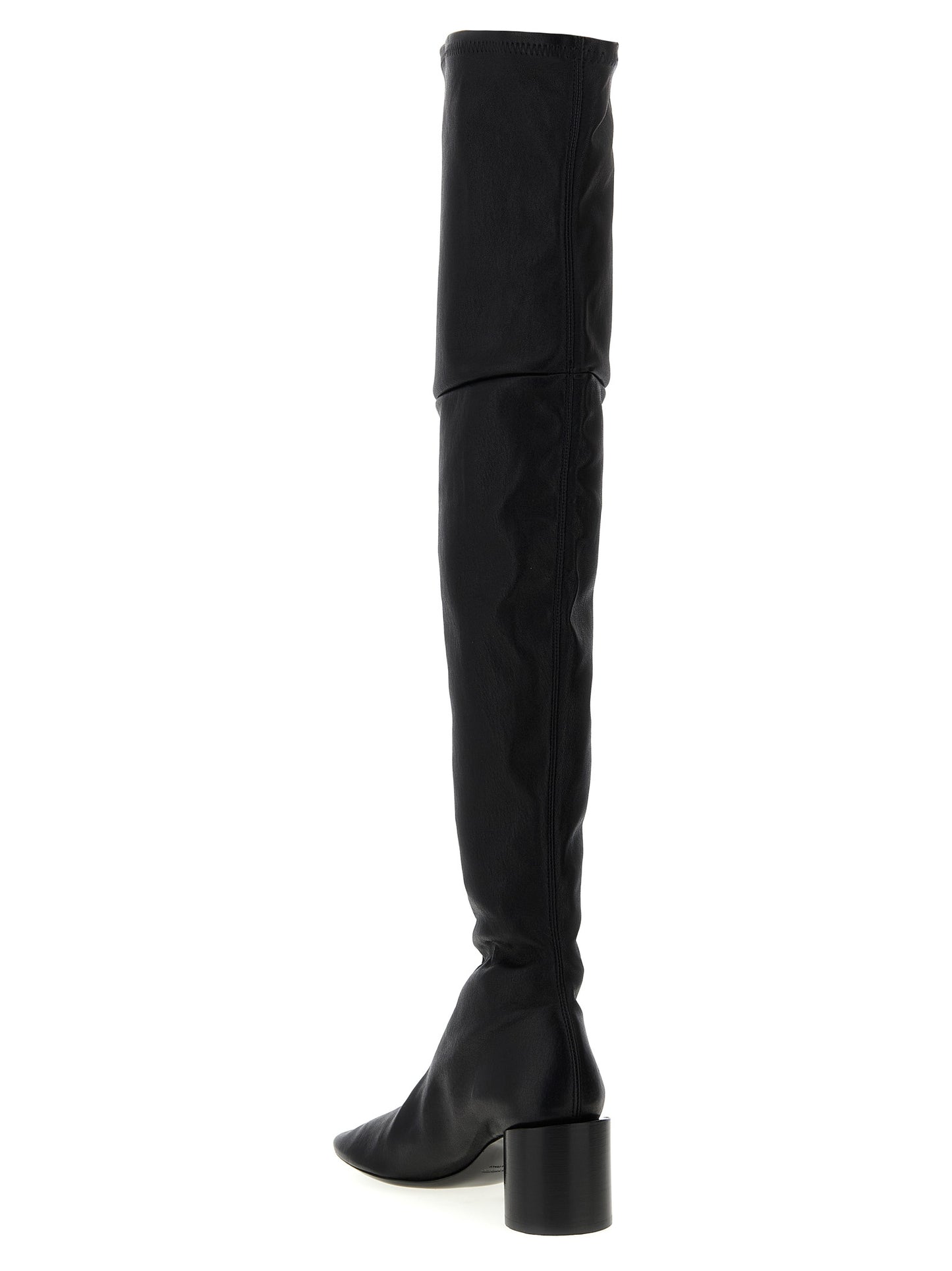 Jil Sander Schwarze Leder Overknee-Stiefel