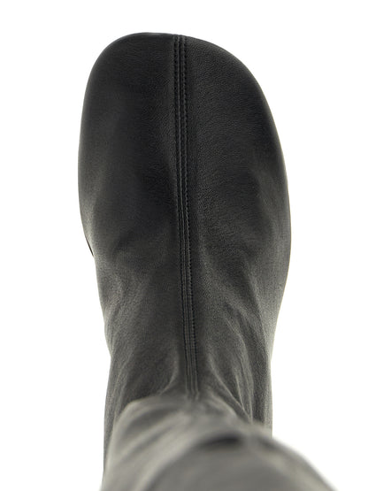 Jil Sander Schwarze Leder Overknee-Stiefel