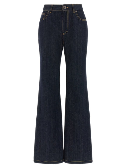 Alexander McQueen Blaue Baumwoll-Jeans mit ausgestelltem Bein