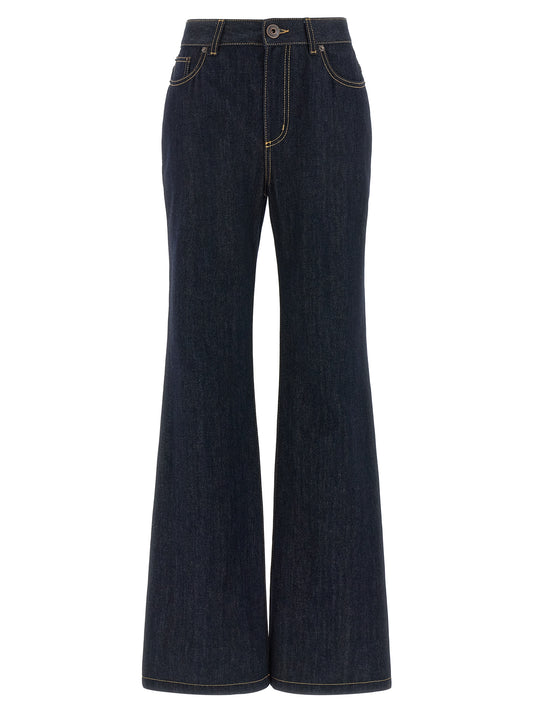 Alexander McQueen Blaue Baumwoll-Jeans mit ausgestelltem Bein