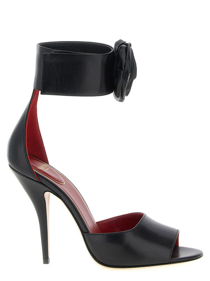 Valentino Garavani Schwarze Stiletto-Sandalen aus Kalbsleder
