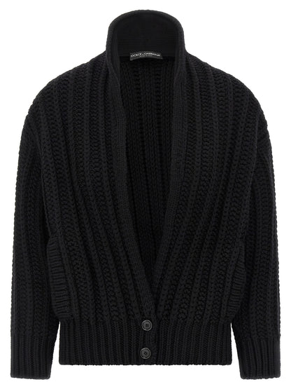 Dolce & Gabbana Schwarzer Cardigan aus Schurwolle