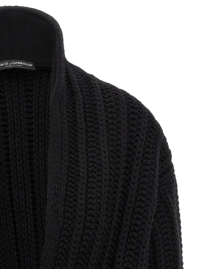 Dolce & Gabbana Schwarzer Cardigan aus Schurwolle