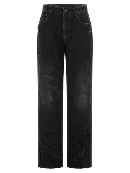 Balenciaga Schwarze Baumwoll-Jeans mit geradem Bein
