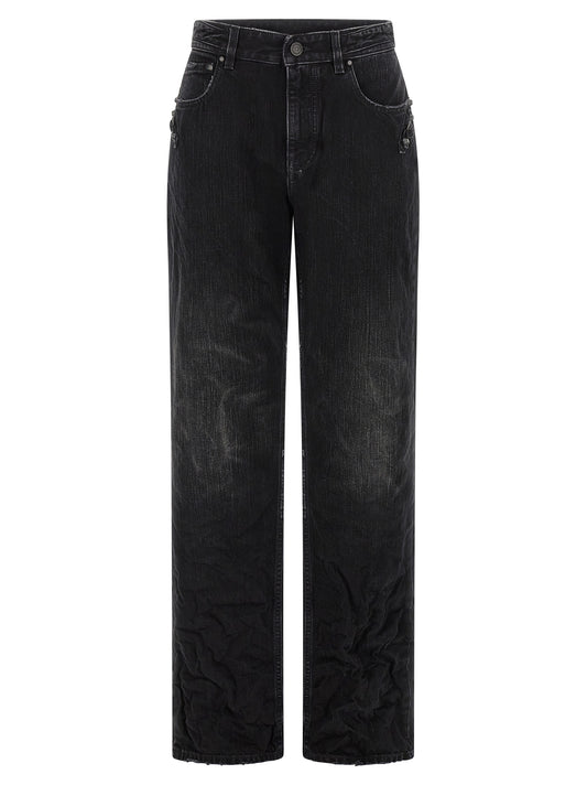 Balenciaga Schwarze Baumwoll-Jeans mit geradem Bein
