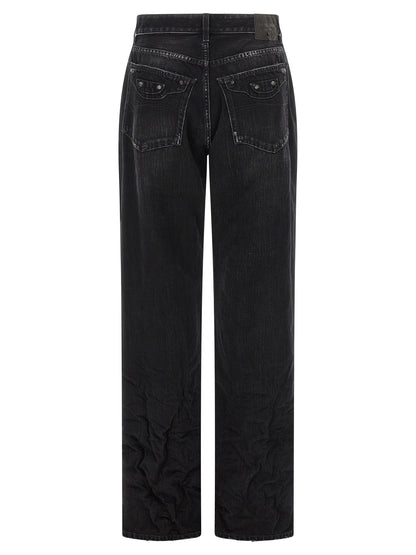 Balenciaga Schwarze Baumwoll-Jeans mit geradem Bein