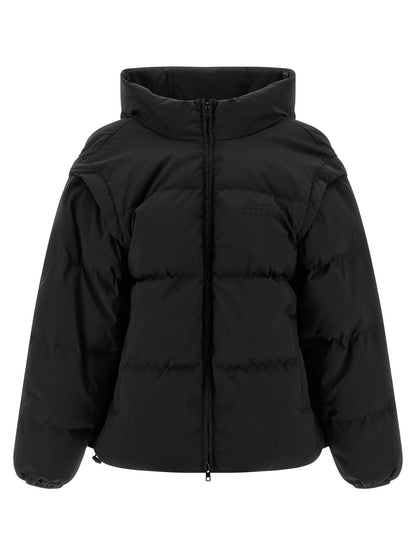 MM6 Maison Margiela Schwarze Polyester-Jacke in voller Länge