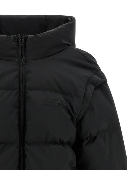 MM6 Maison Margiela Schwarze Polyester-Jacke in voller Länge