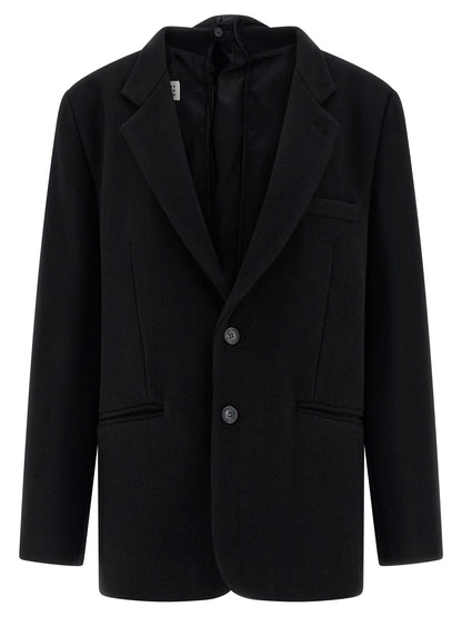 MM6 Maison Margiela Schwarzer Blazer aus reiner Schurwolle