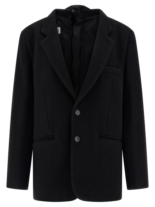 MM6 Maison Margiela Schwarzer Blazer aus reiner Schurwolle