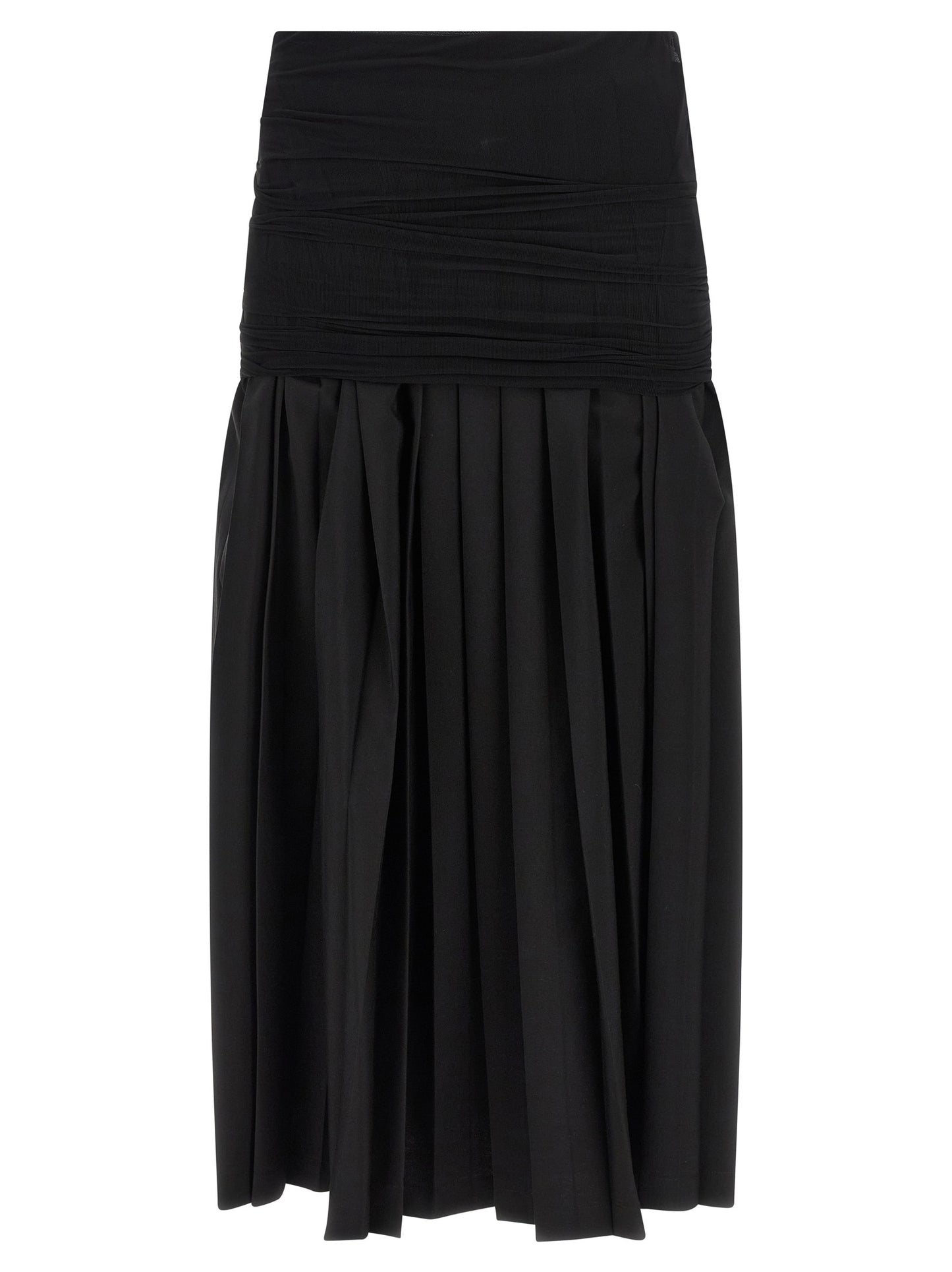 MM6 Maison Margiela Schwarzer Midirock aus Polyester