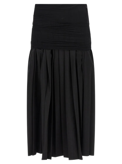 MM6 Maison Margiela Schwarzer Midirock aus Polyester