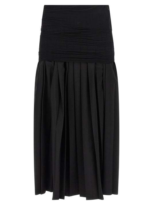 MM6 Maison Margiela Schwarzer Midirock aus Polyester