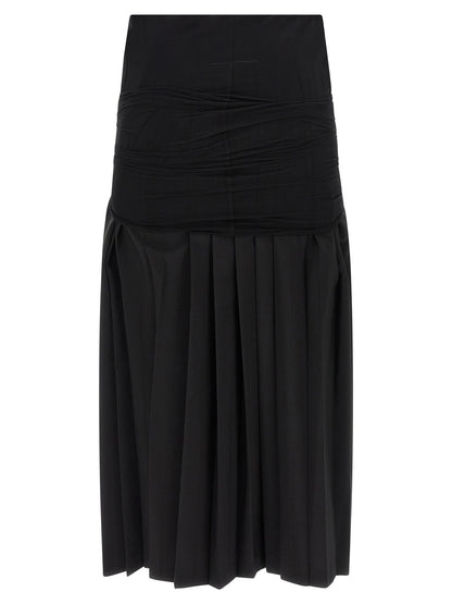 MM6 Maison Margiela Schwarzer Midirock aus Polyester