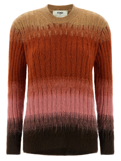 Fendi Mehrfarbige Wollstrickjacke