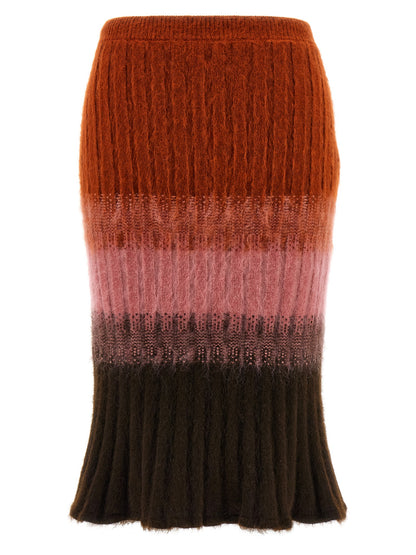 Fendi Midilanger Rock aus mehrfarbiger Wolle