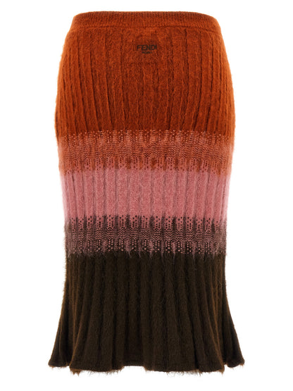 Fendi Midilanger Rock aus mehrfarbiger Wolle
