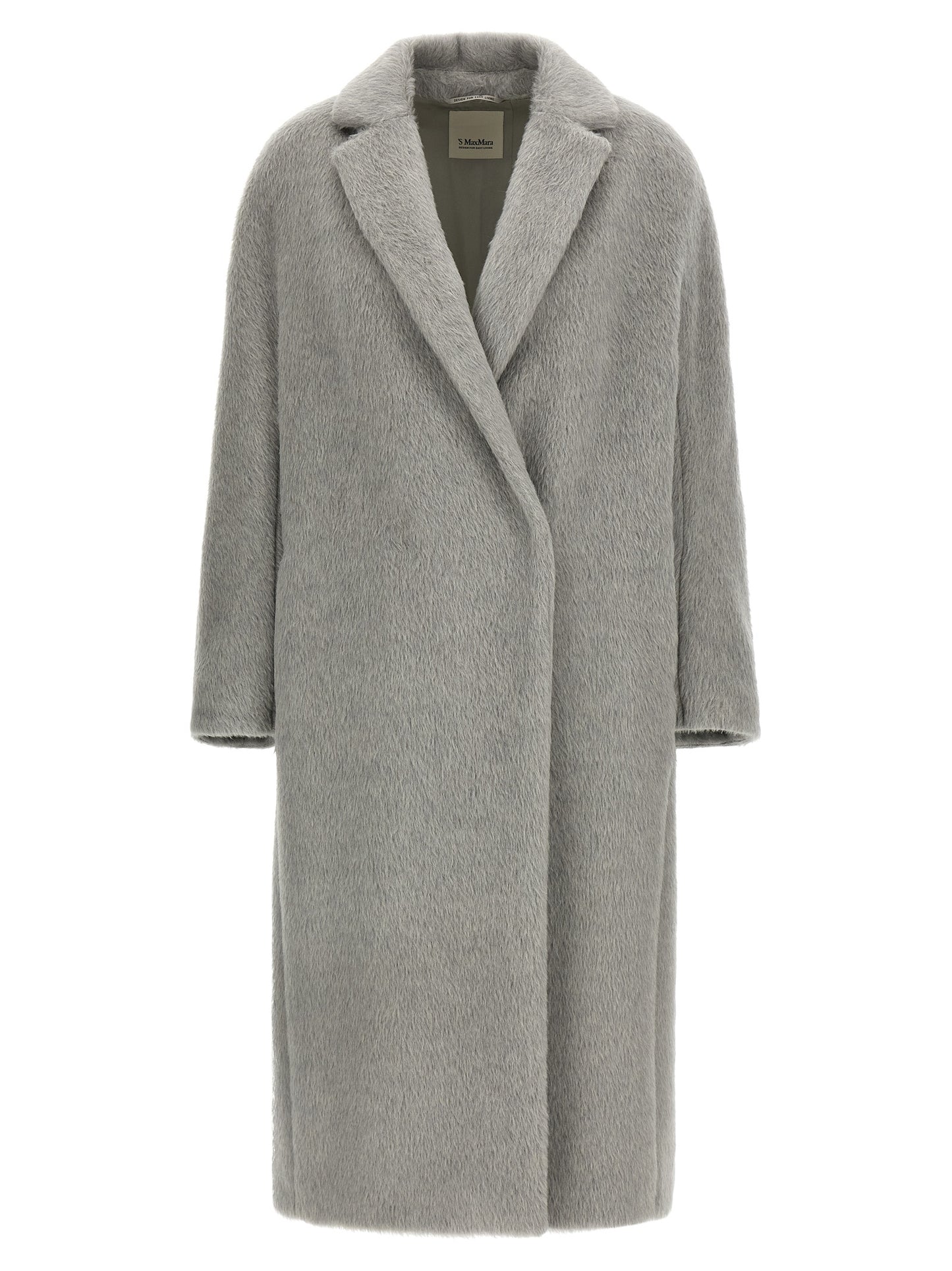 'S Max Mara Grauer Mantel aus Alpaka und Leder