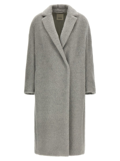 'S Max Mara Grauer Mantel aus Alpaka und Leder