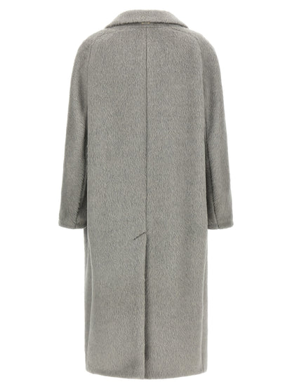 'S Max Mara Grauer Mantel aus Alpaka und Leder